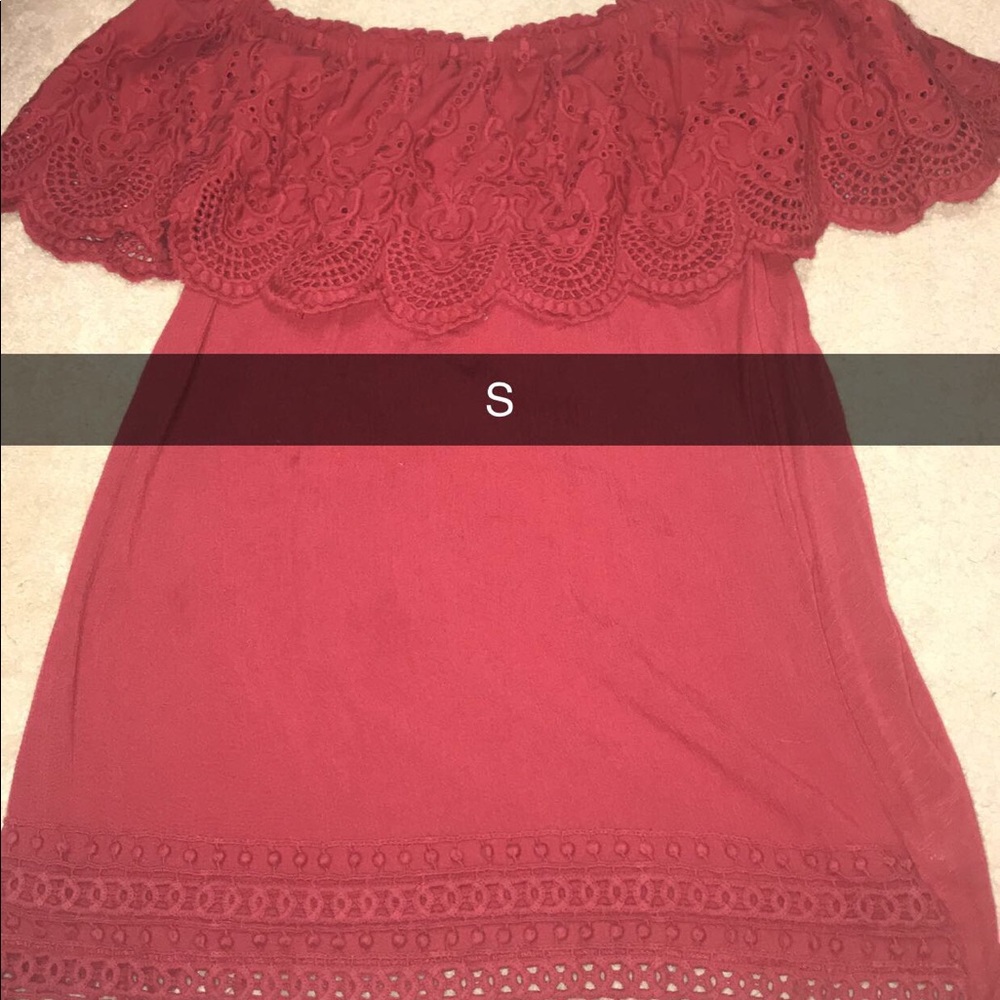 Off the shoulder red top